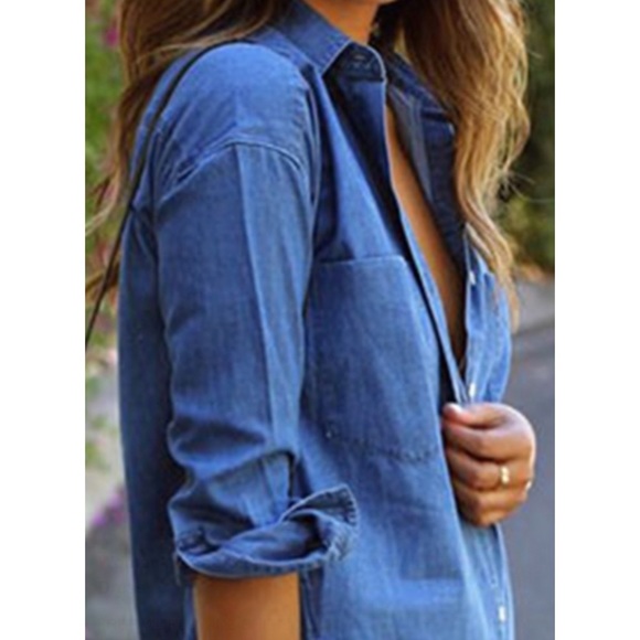 HPx2!! 🎉🎉 New Denim Printed Shirt Dress. Size Medium. - Picture 3 of 5